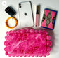 Daphne Hot Pink/Black/Silver Clutch