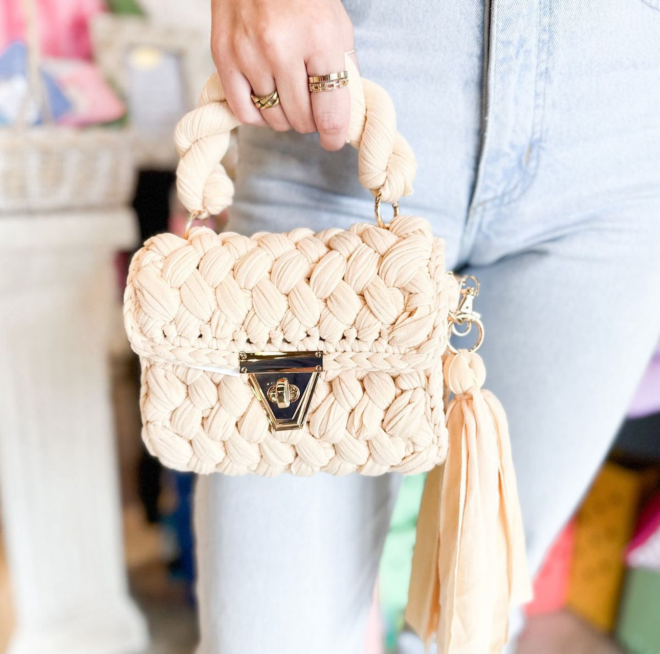 Montego Ivory Woven Bag