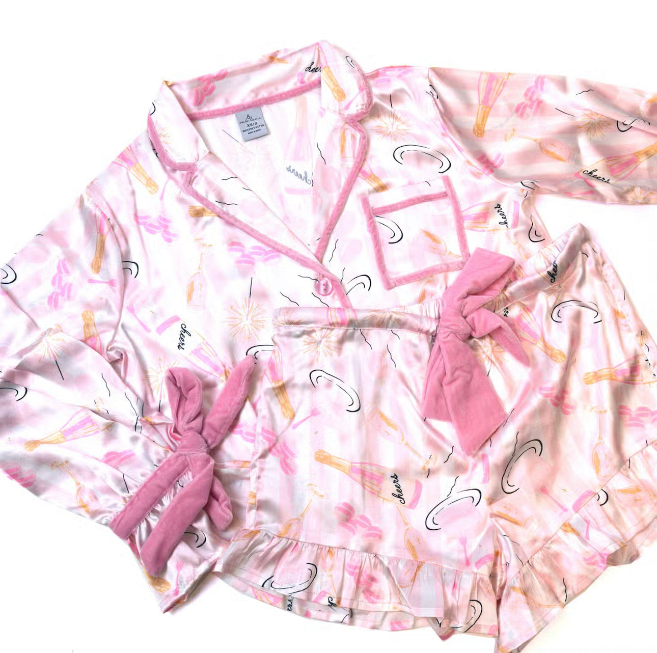 Celebrate Satin Ruffle Short Pj Set