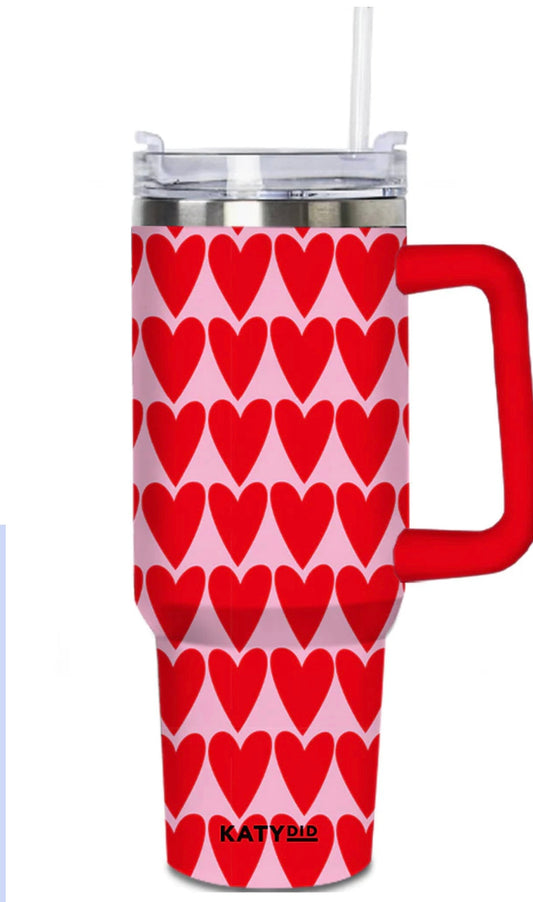 Red Hearts Pattern Drink Tumbler