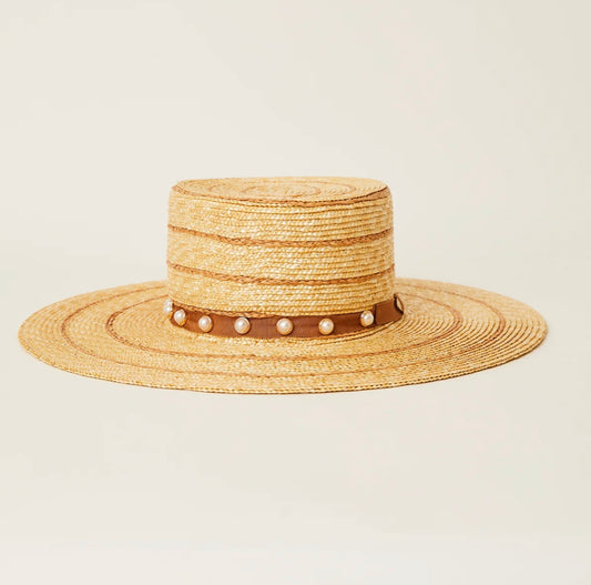 Piper Stripe Pearl Boater Hat