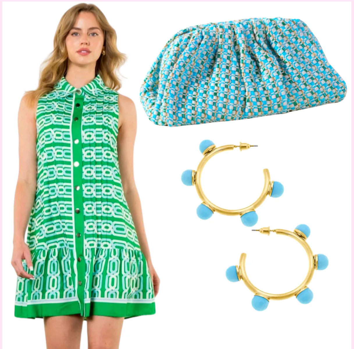 Green Chain Snap Dress