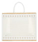 Woven Caned Leather Ellie Large Pearl Tote Bag