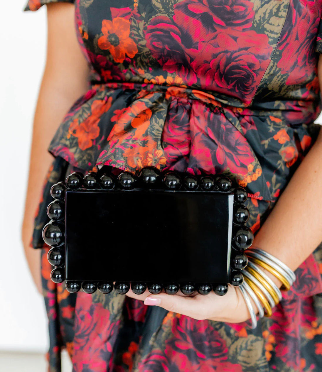 Daphne Hot Pink/Black/Silver Clutch