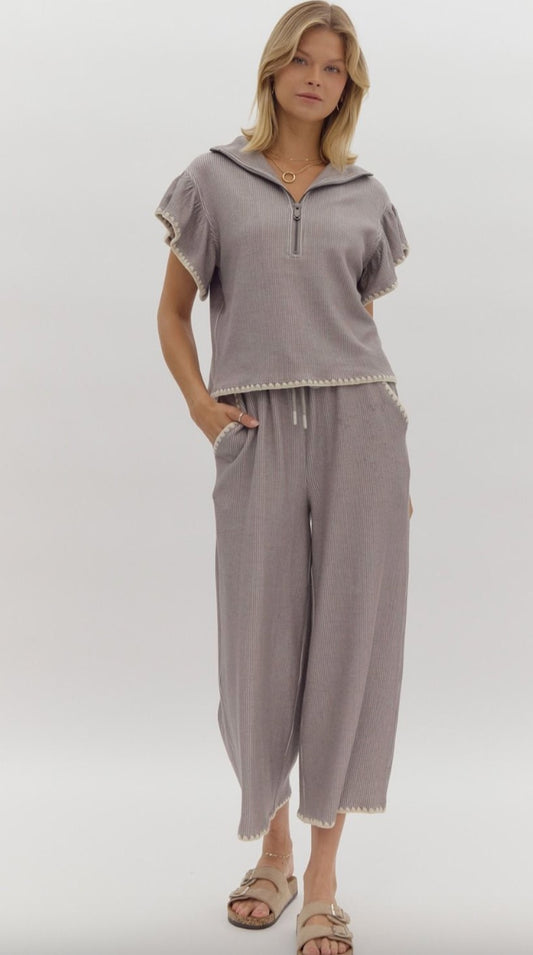 Grey Flutter Sleeve Set