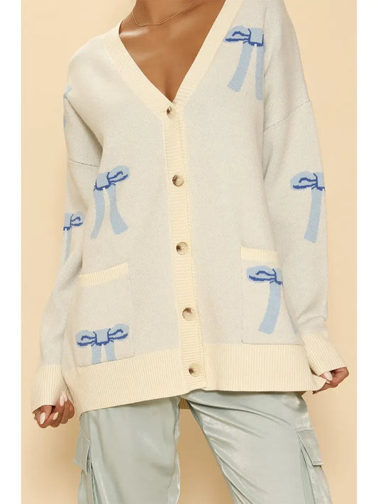 All Over Bow Knit Cardigan