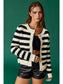 Mia Black & White Striped Cardigan