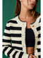 Mia Black & White Striped Cardigan