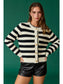 Mia Black & White Striped Cardigan