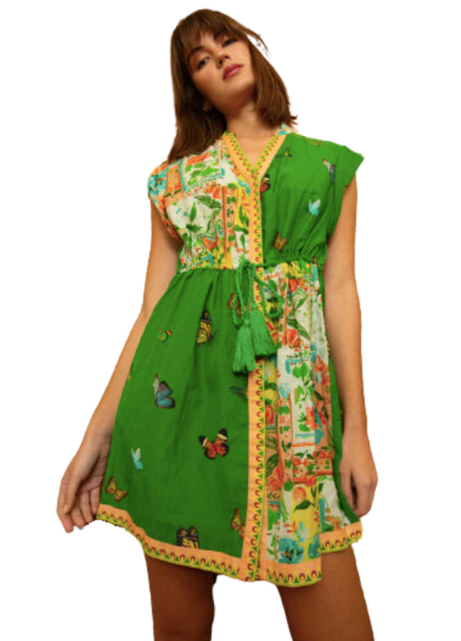 Adeline Dress Green Butterfly