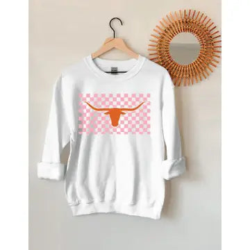 Horns Up Checkerboard Sweatshirt