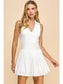 White V-Neckline Collared Athletic Dress