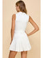 White V-Neckline Collared Athletic Dress