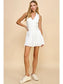 White V-Neckline Collared Athletic Dress