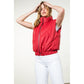 Red Puffer Vest- Faux Leather