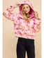 Pink Floral Print Puffer Hooded Jacket