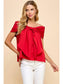 Red Bow Accented Off the Shoulder Top