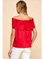 Red Bow Accented Off the Shoulder Top