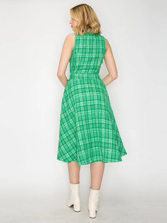 Pretty Green Checker Boucle Mini Dress