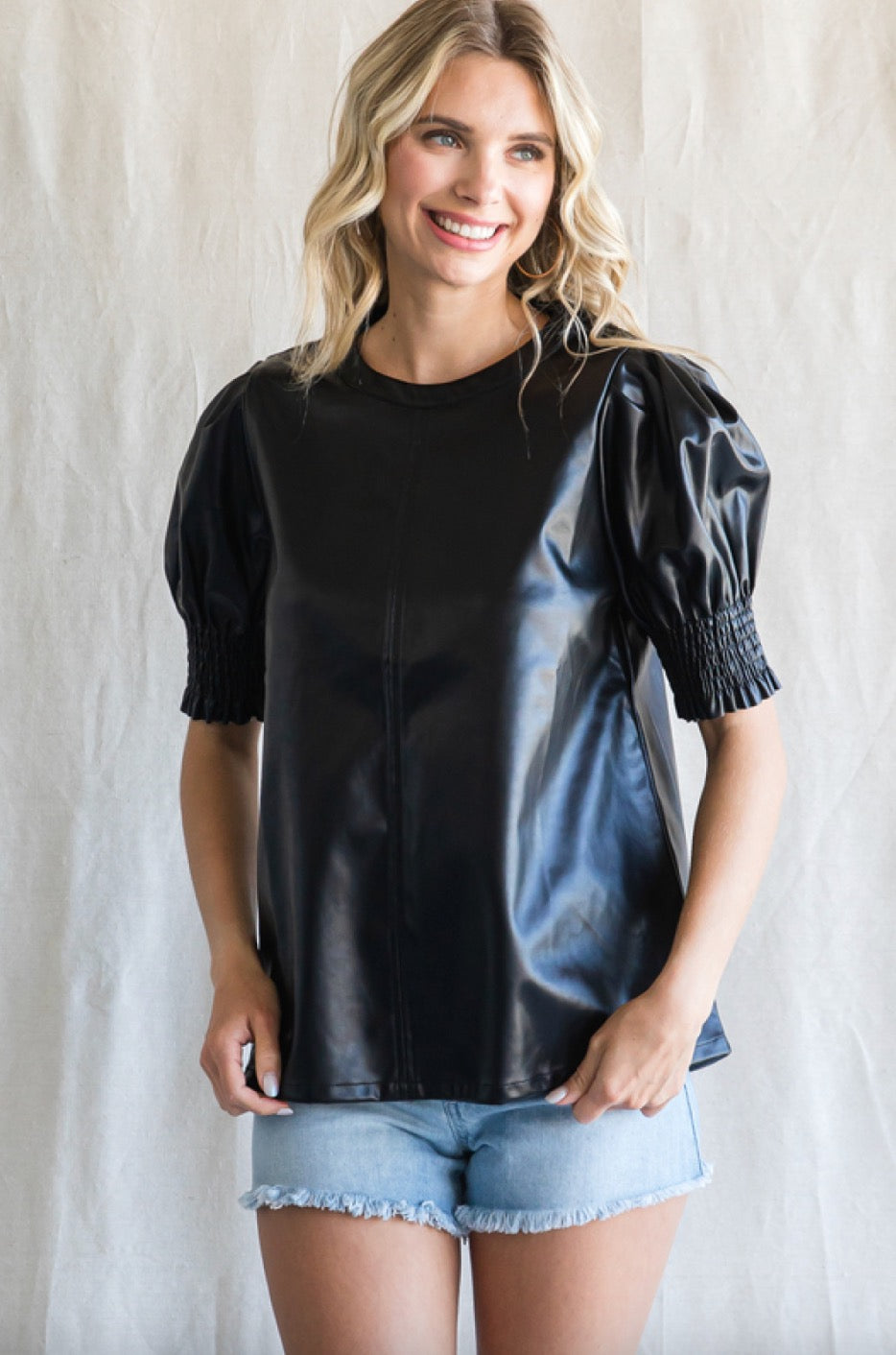 Black Faux Leather Top