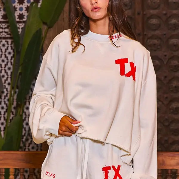 Texas Embroidered Terry Sweatshirt & Shorts