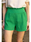 Green Wide Elastic Waist Textured Shorts