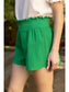 Green Wide Elastic Waist Textured Shorts