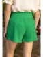 Green Wide Elastic Waist Textured Shorts