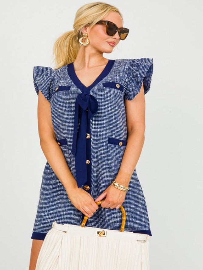 Timeless Tweed Navy Dress