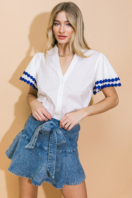 Free To Be You White Button Down Blouse