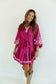 Magenta Braid Trim Voile Mini Dress