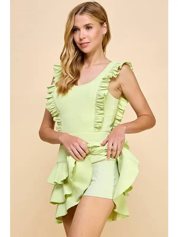 Mint Tiered Ruffle Skirt Athletic Dress