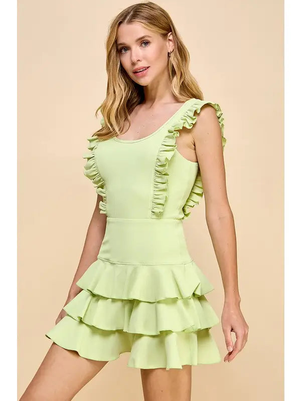 Mint Tiered Ruffle Skirt Athletic Dress