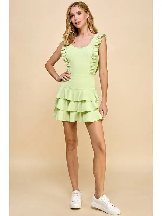 Mint Tiered Ruffle Skirt Athletic Dress