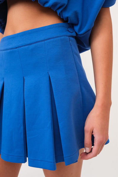 Vibrant Blue Knit Pleated Skirt