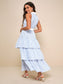 Riviera Rambler Blue & White Striped Tiered Collared Midi Dress