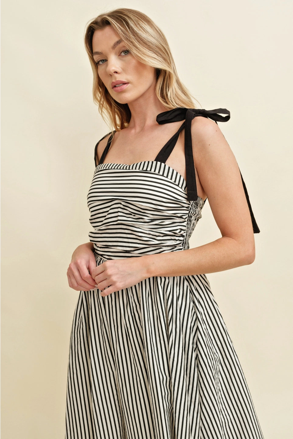 Black & White Stripe Maxi Ribbon Straps