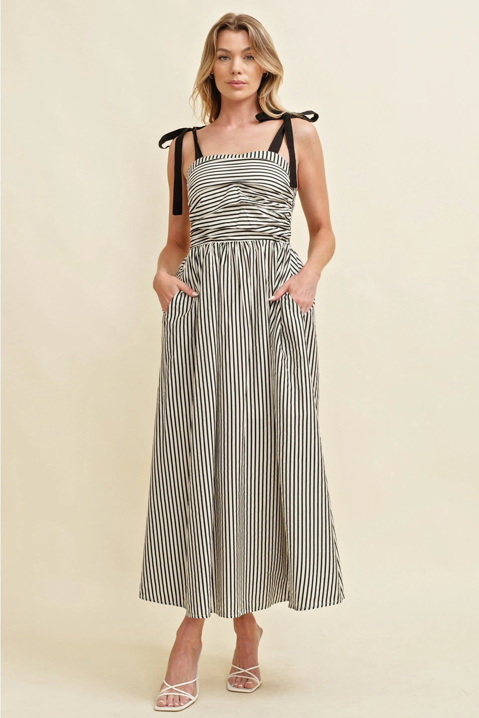 Black & White Stripe Maxi Ribbon Straps