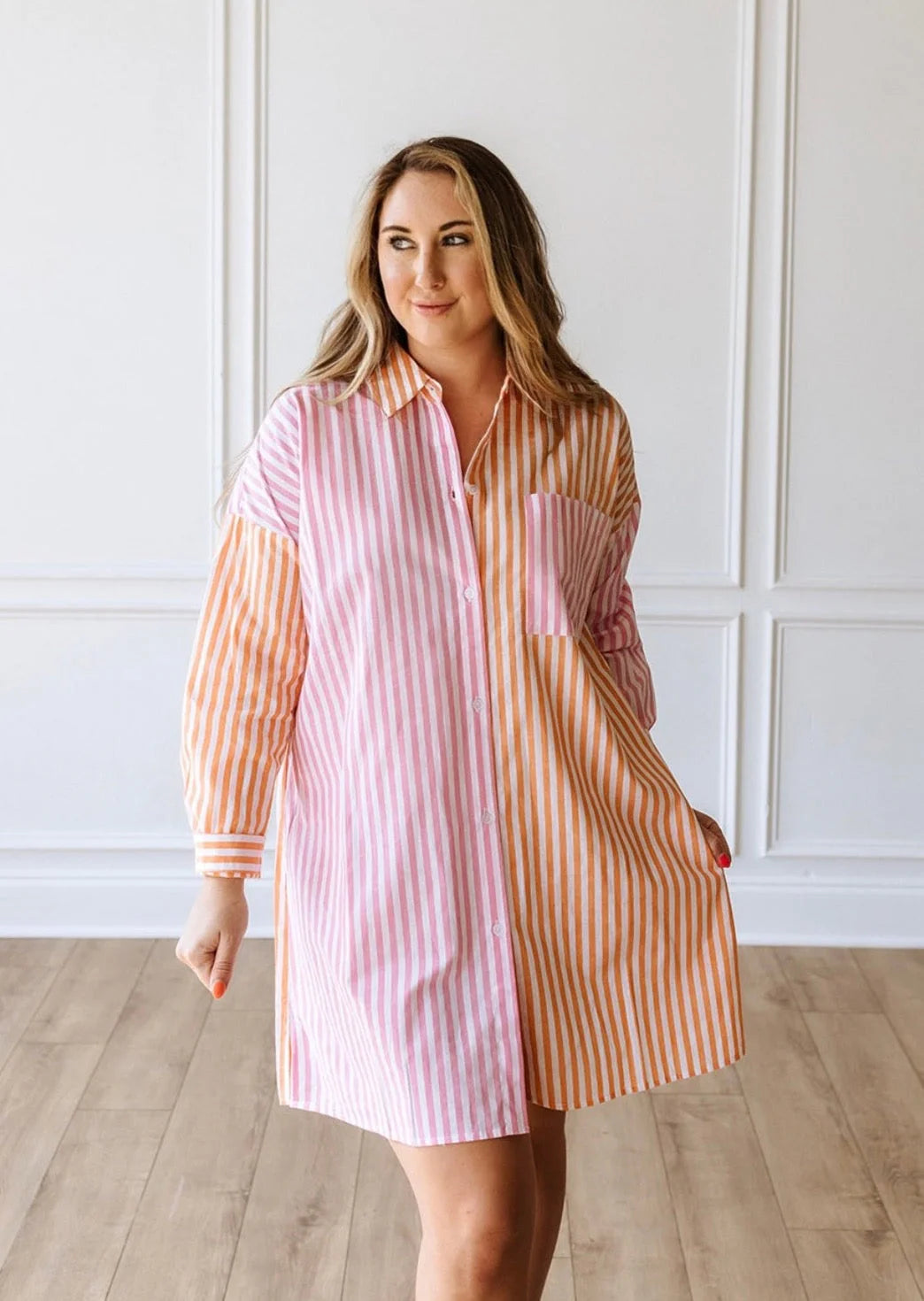 Spritzy Stripe Pink & Orange Dress