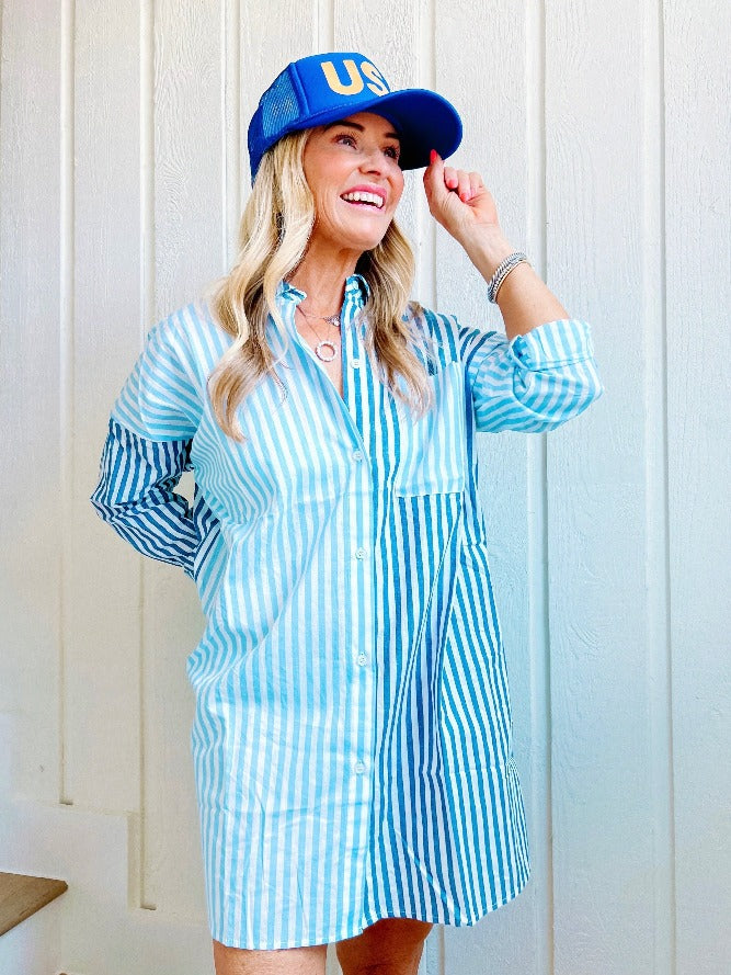 Sydney Blue & White Stripe Dress