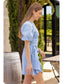 Ruched Short Puff Sleeve Denim Mini Dress