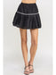 Contrast Embroidered Pleated Mini Skirt