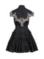 Embroidered Tie Waist Mini Dress *Black