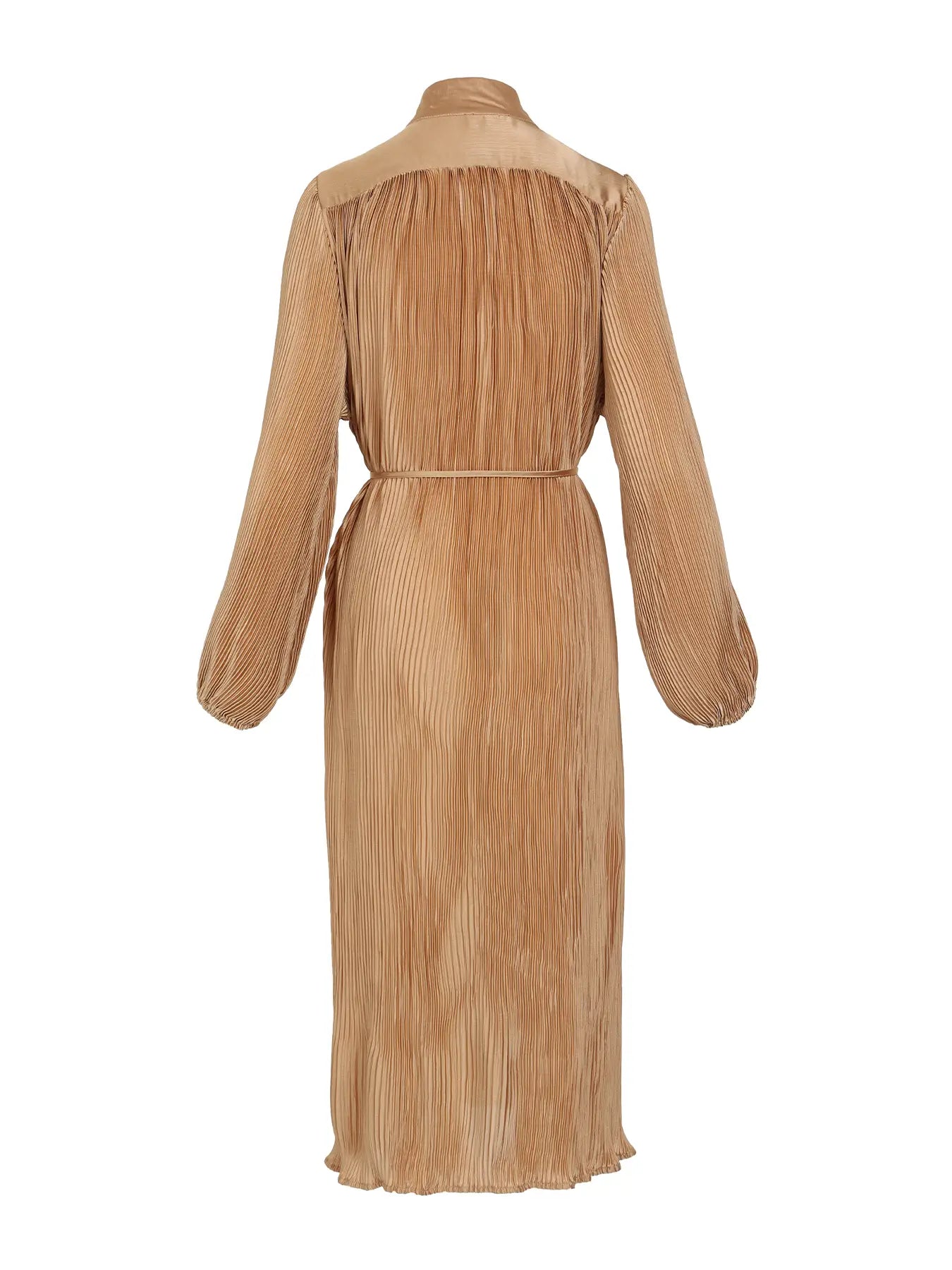 Pintuck Pleated Shirt Dress in Bronze