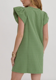 Green Dotted V-Neck Dress