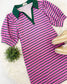 Stripe Puff Sleeve Collared Mini Dress In Orchid