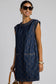 Quilted Pocket Dress, Dark Denim