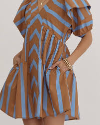 Drescal Mini Dress Brown and Blue