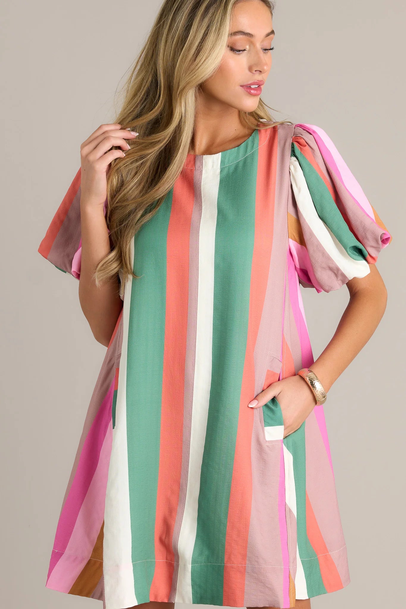 Bubble Sleeve Mini Dress