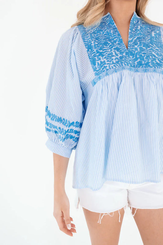 Blue Pebble Embroidered Top